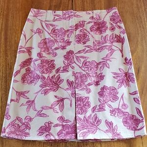 NWOT Khaki Pink Fuchsia Floral Skirt size 2 - 4